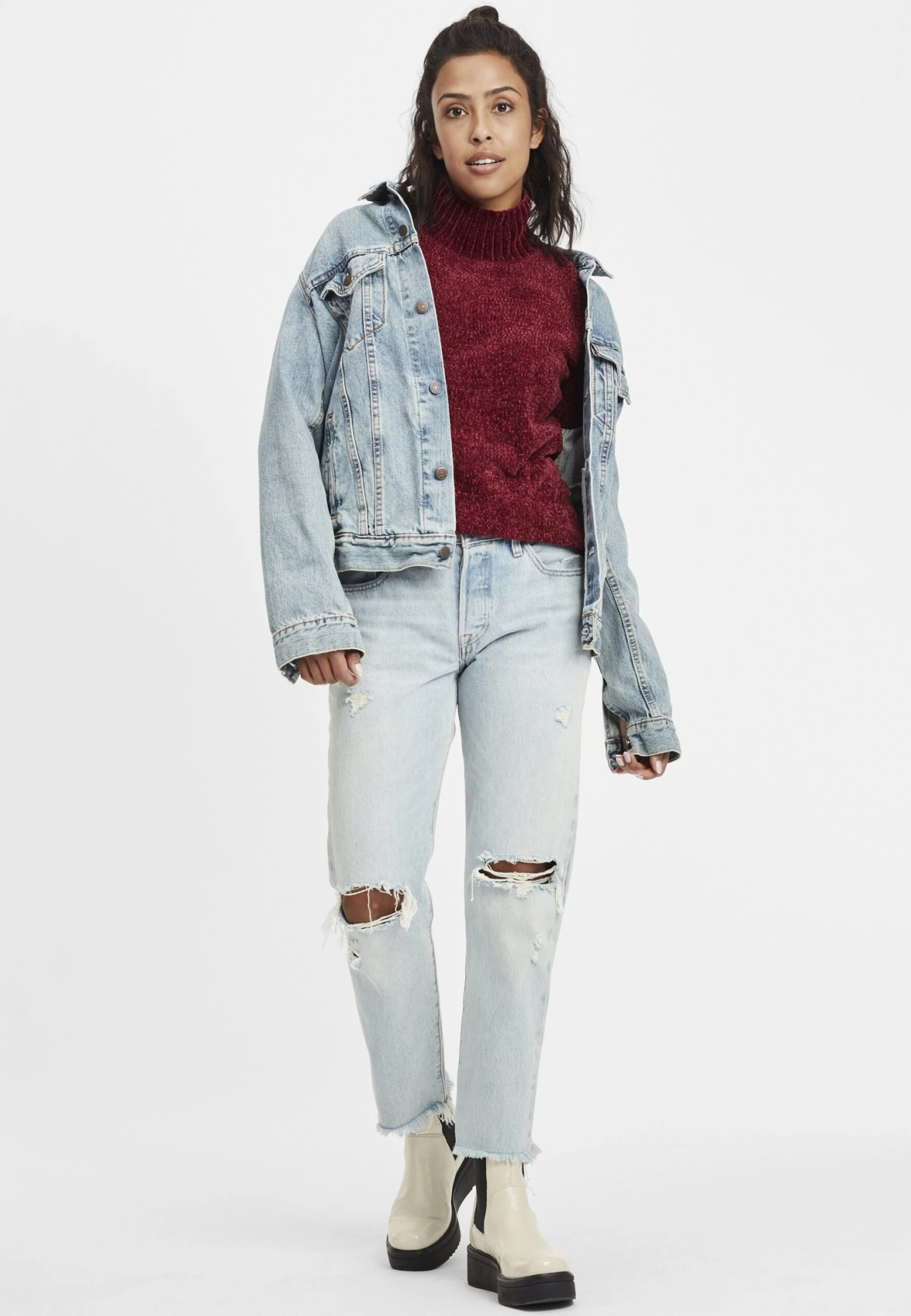 OXMO OXESTELLA - Sweter - Wine Red 4 OXMO OXESTELLA - Sweter - Wine Red - obrazek 2