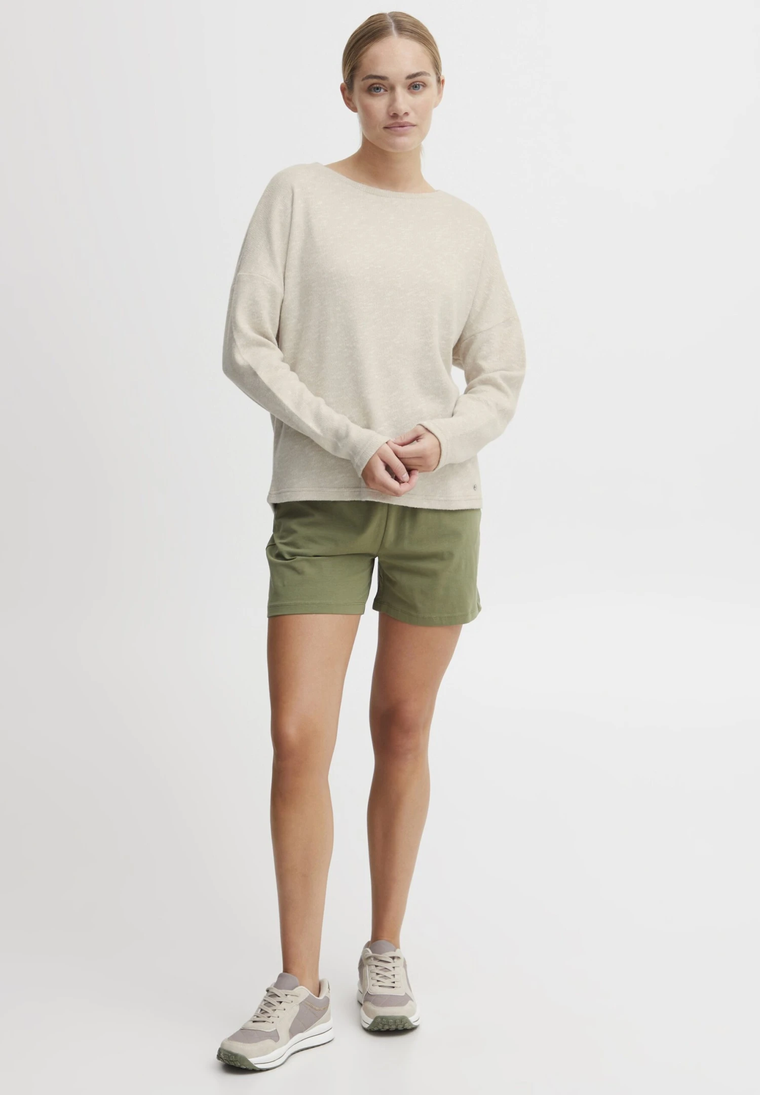 OXMO OXSANNE - Sweter - Cement Melange 4 OXMO OXSANNE - Sweter - Cement Melange - obrazek 2