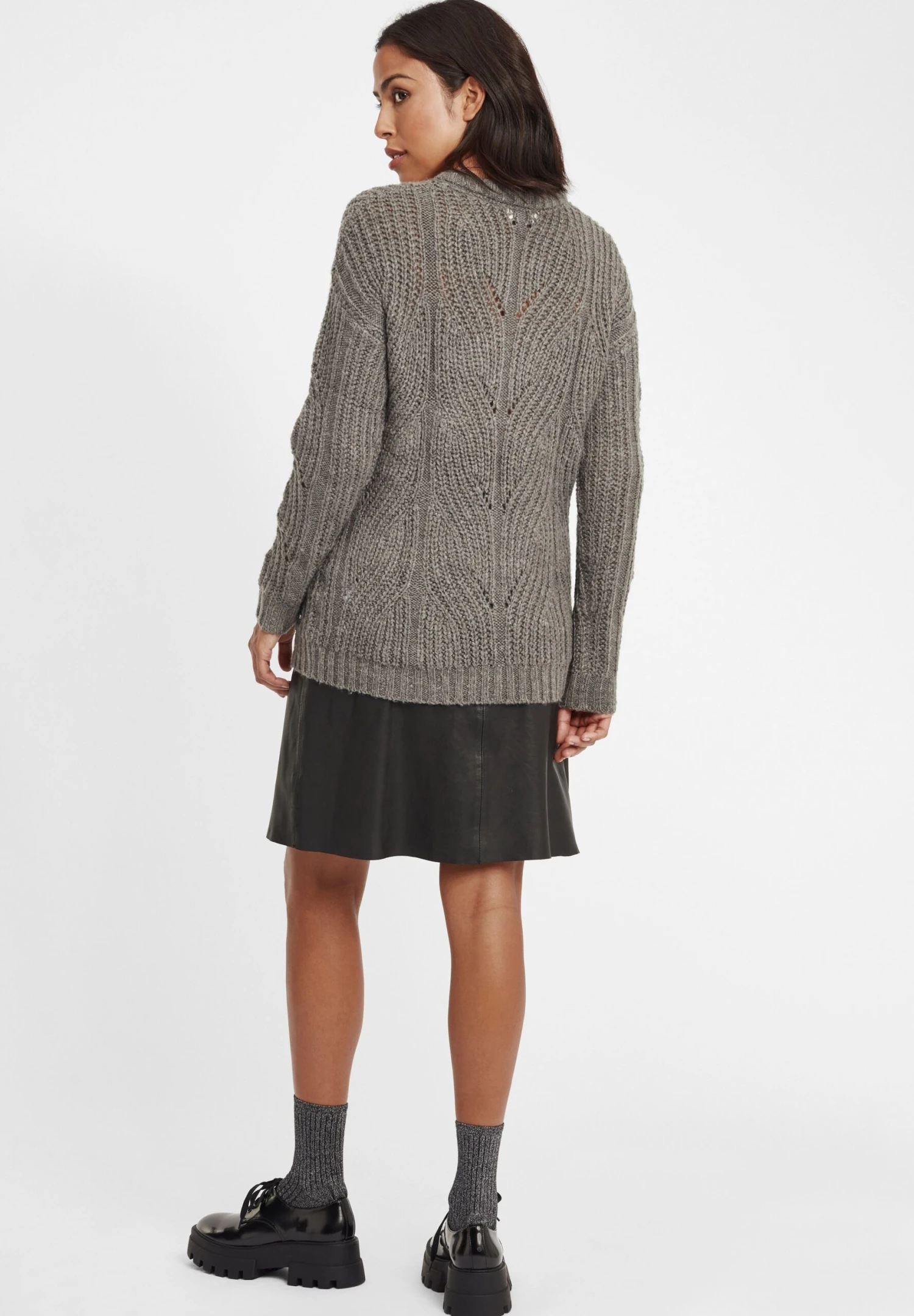 OXMO OXCHIARA - Sweter - Medium Grey Melange 5 OXMO OXCHIARA - Sweter - Medium Grey Melange - obrazek 3
