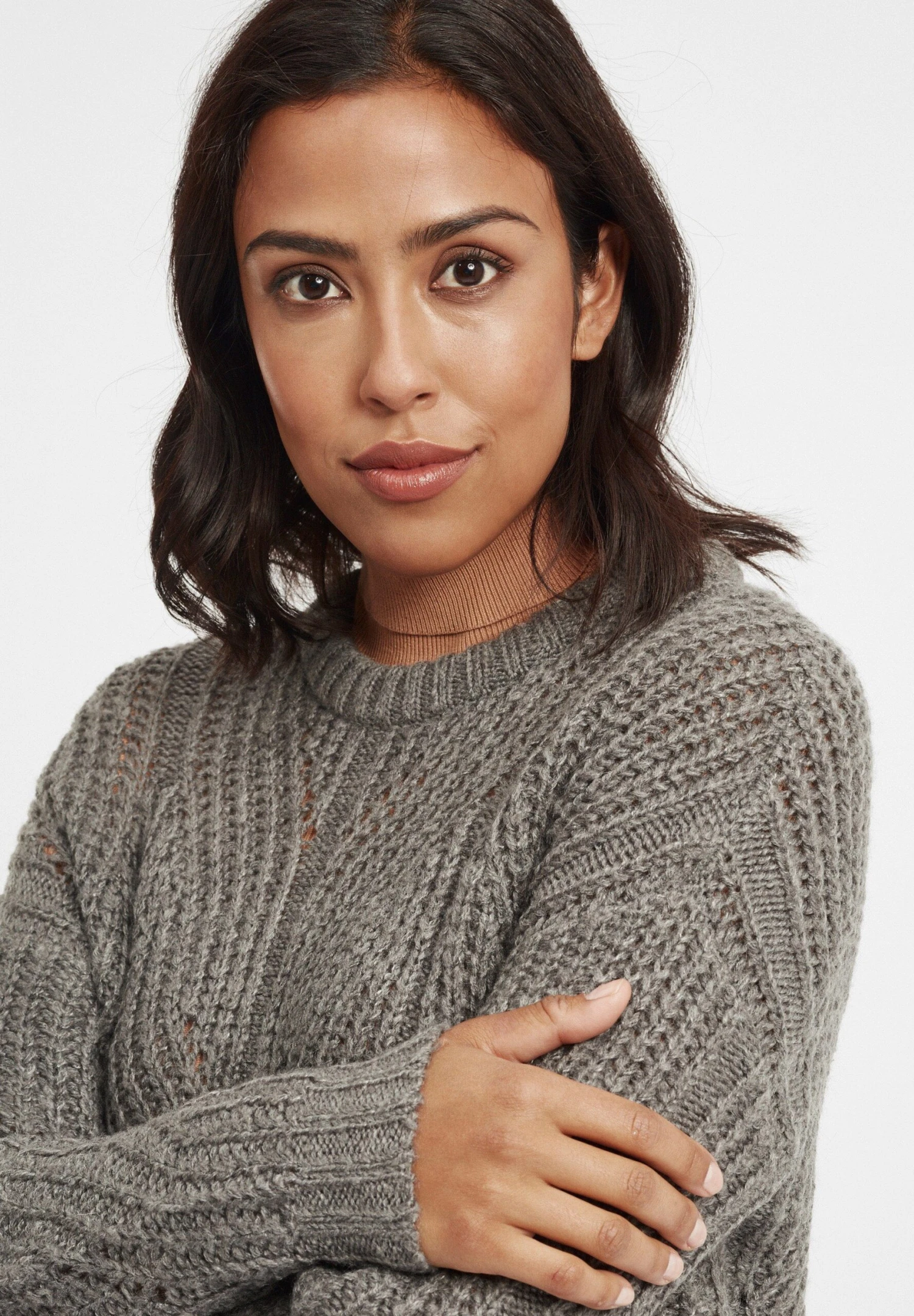 OXMO OXCHIARA - Sweter - Medium Grey Melange 6 OXMO OXCHIARA - Sweter - Medium Grey Melange - obrazek 4