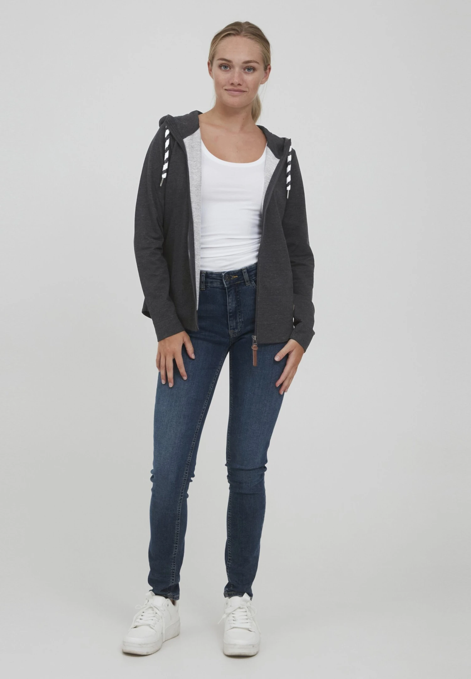 OXMO OXWANDA - Bluza Rozpinana - Dar Grey M 4 OXMO OXWANDA - Bluza Rozpinana - Dar Grey M - obrazek 2