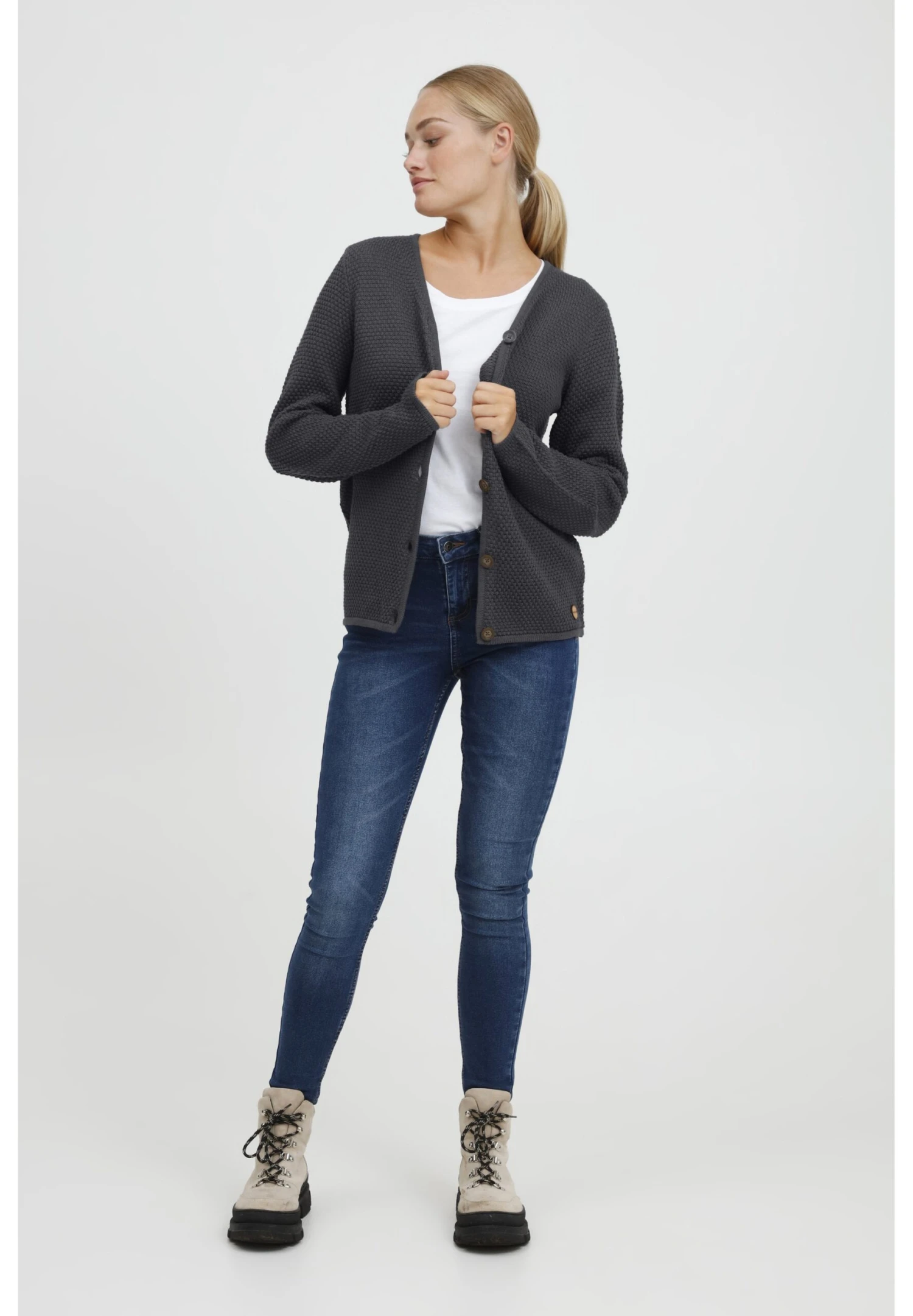 OXMO OXHELGA - Kardigan - Pewter 4 OXMO OXHELGA - Kardigan - Pewter - obrazek 2