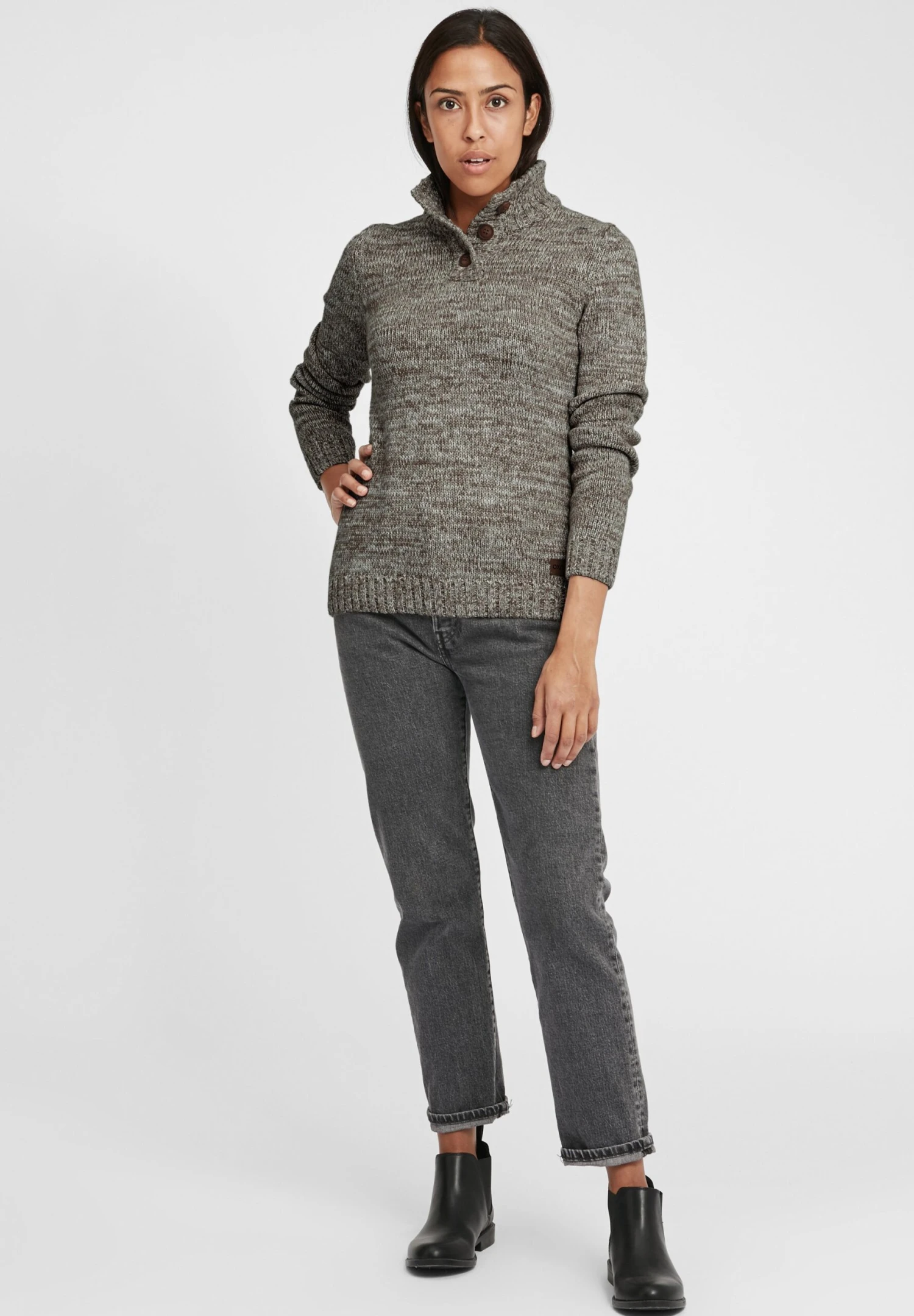 OXMO OXPHILICITA - Sweter - Dark Grey 4 OXMO OXPHILICITA - Sweter - Dark Grey - obrazek 2