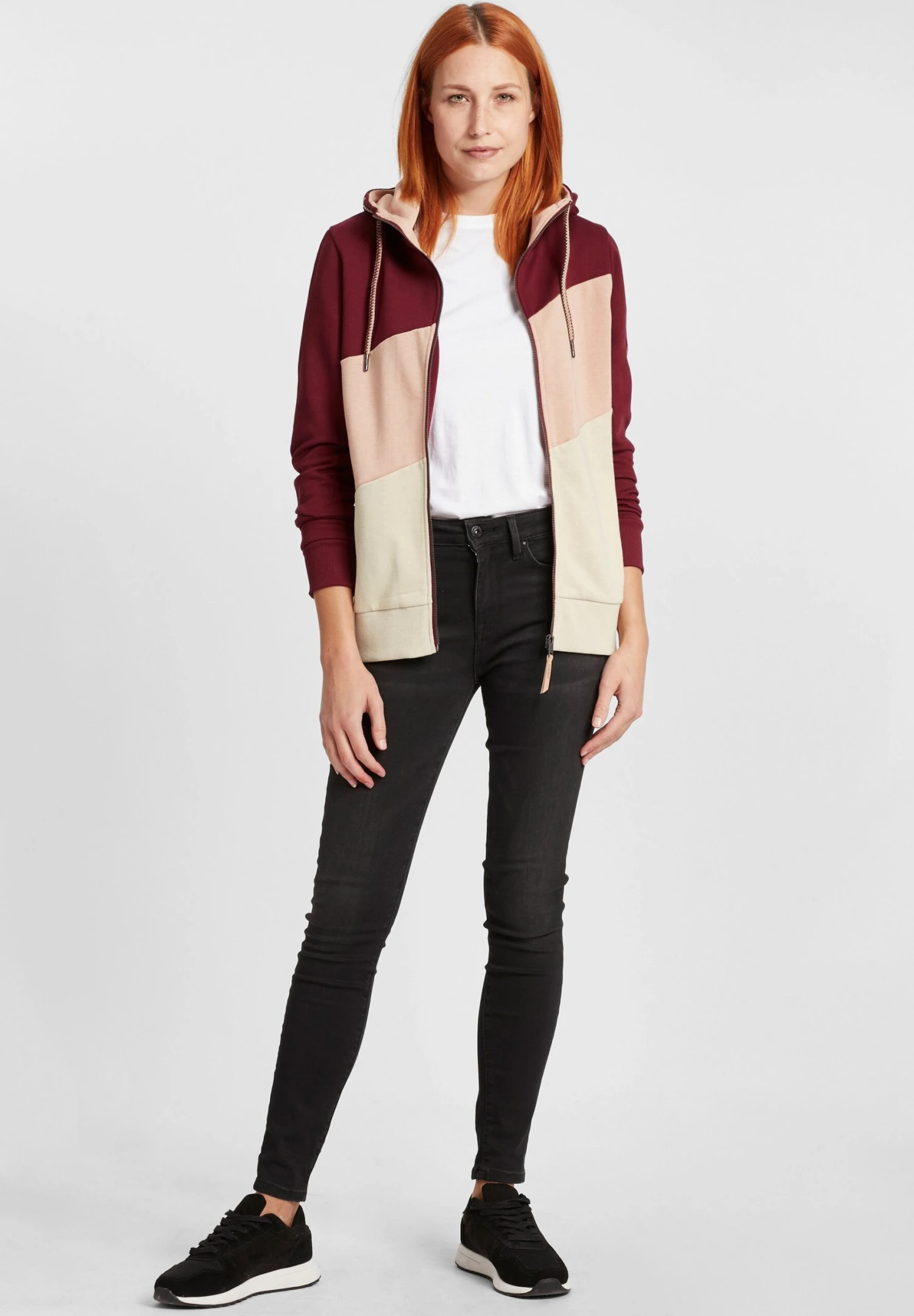 OXMO OXAGGI - Bluza Rozpinana - Wine Red 4 OXMO OXAGGI - Bluza Rozpinana - Wine Red - obrazek 2