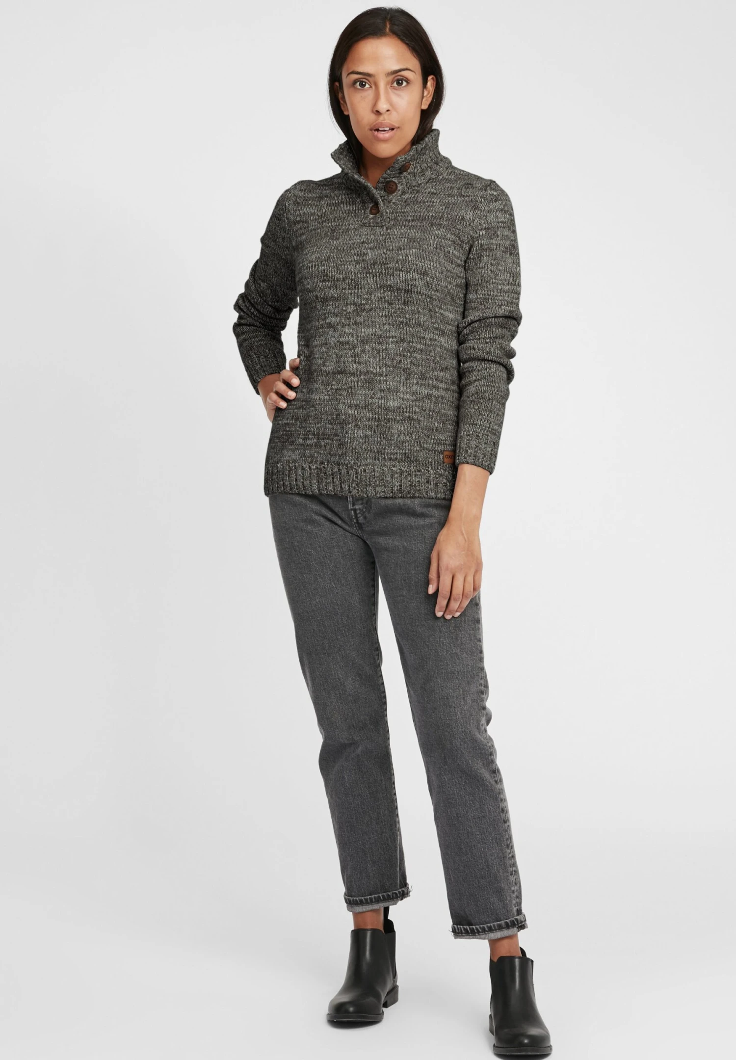 OXMO OXPHILICITA - Sweter - Black 4 OXMO OXPHILICITA - Sweter - Black - obrazek 2