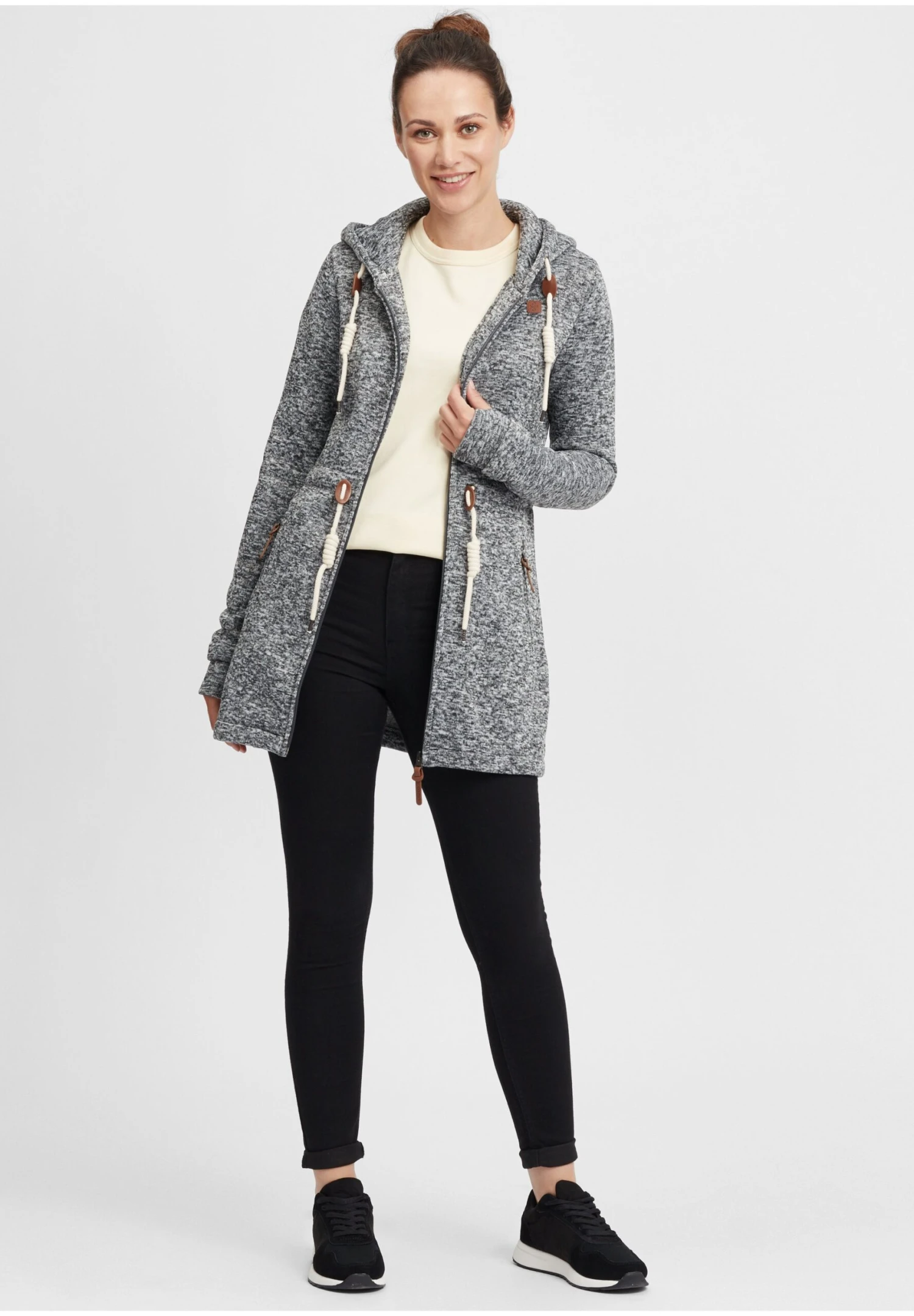 OXMO OXTHORA - Krótki Płaszcz - Dark Grey 4 OXMO OXTHORA - Krótki Płaszcz - Dark Grey - obrazek 2