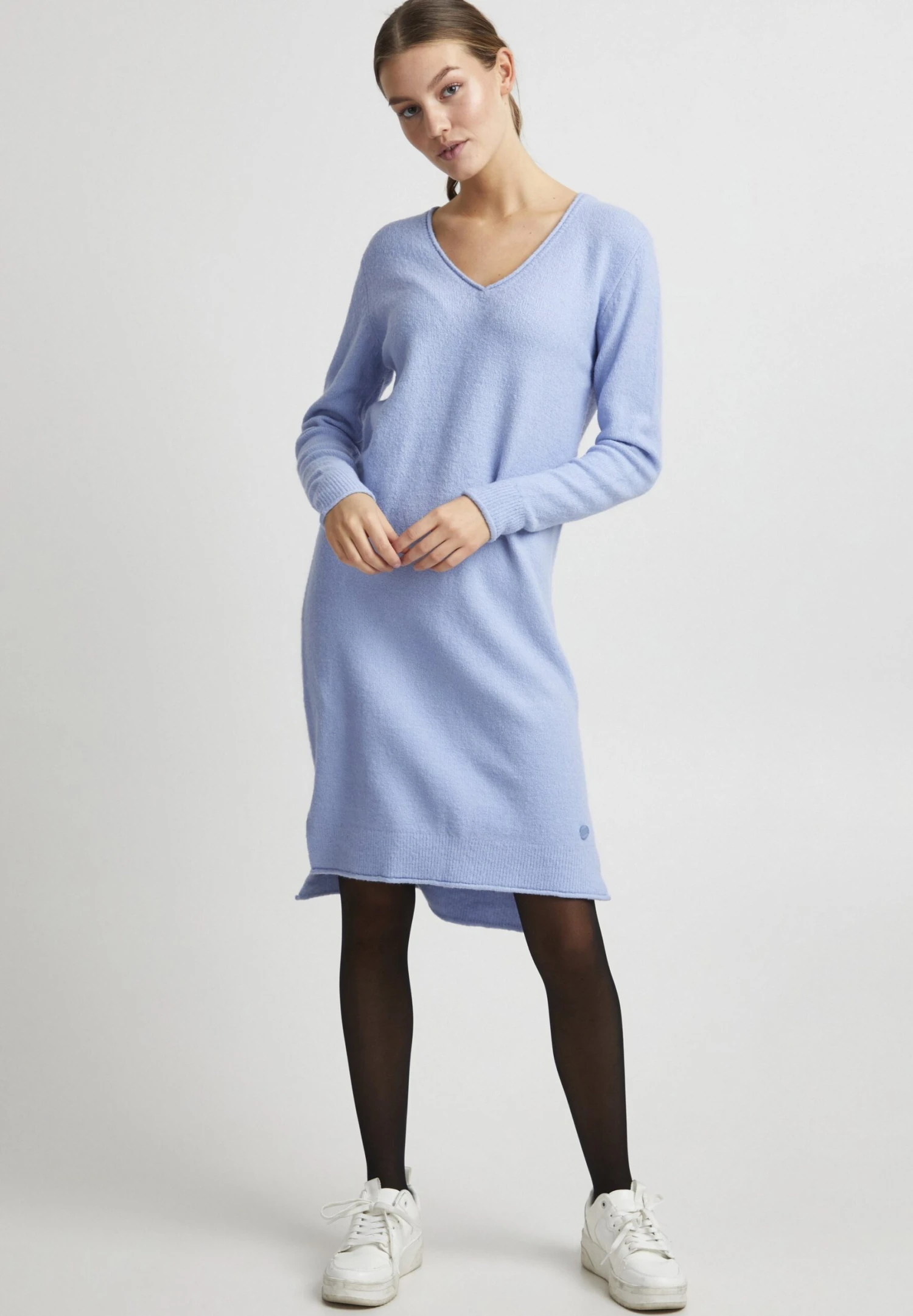 OXMO OXIDA - Sukienka Dzianinowa - Brunnera Blue Melange 4 OXMO OXIDA - Sukienka Dzianinowa - Brunnera Blue Melange - obrazek 2